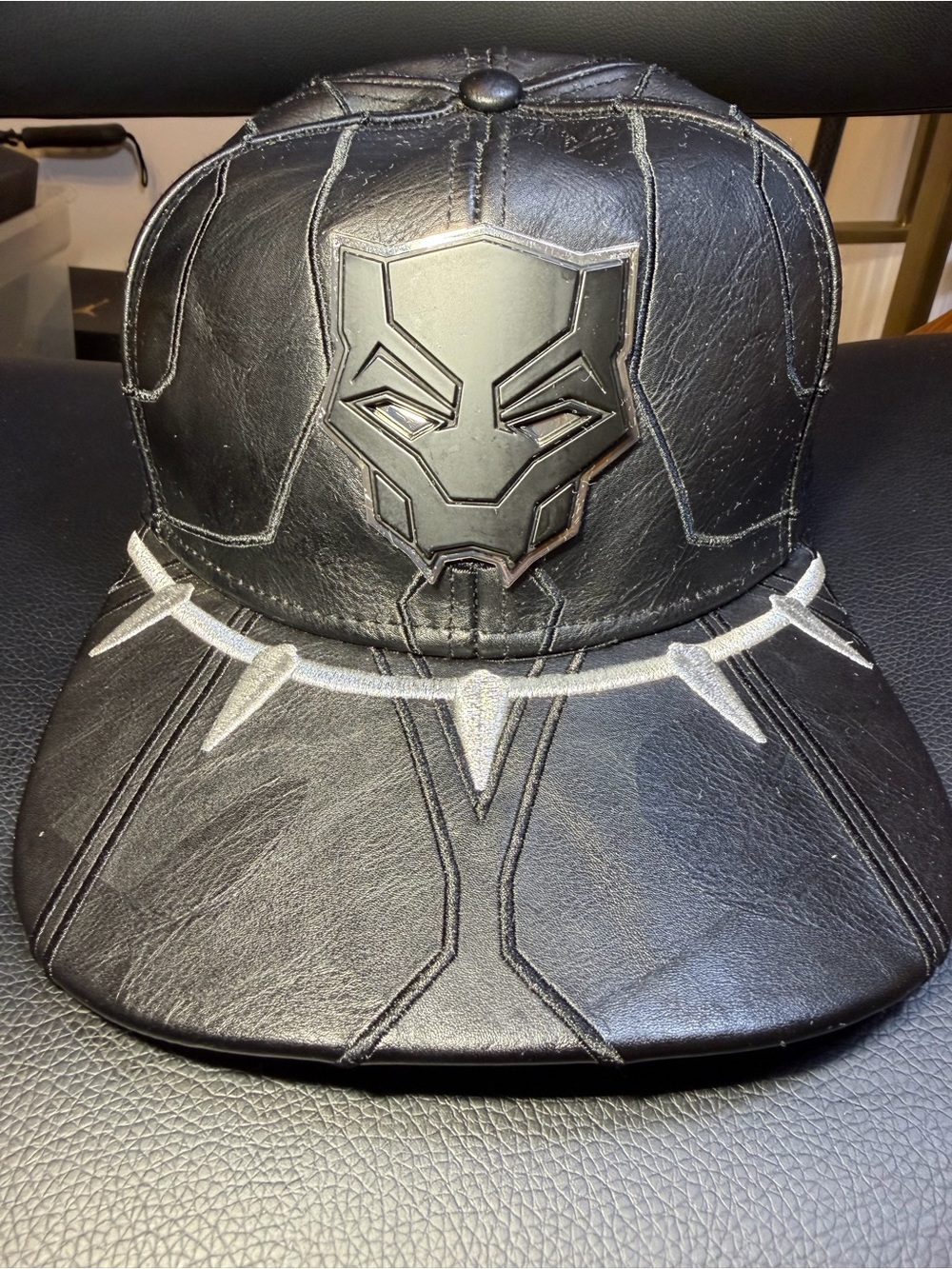 Cosplay!!! Faux Leather Marvel Black Panther Movie Fan Snapback Cap